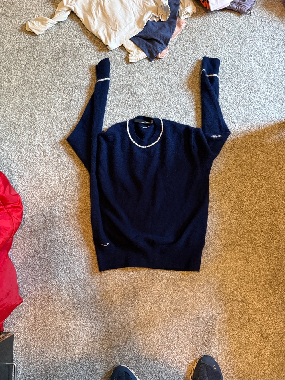 Ralph Lauren Navy Crewneck Sweater with White Trim The Open